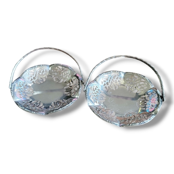 None Other - Metal Floral Decorative Small Serving Pieces For Tea Cakes..